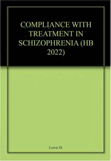 Image of - Compliance With Treatment In Schizophrenia | Hardcover