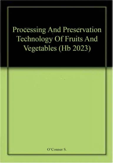 Image of - Processing And Preservation Technology Of Fruits And Vegetables | Hardcover