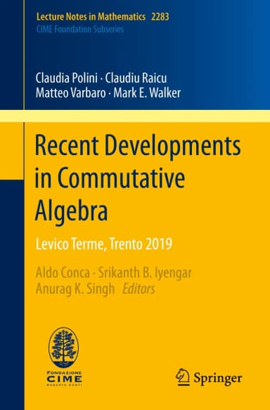 Image of - Recent Developments In Commutative Algebra Levico Terme Trento 2019 | Paperback