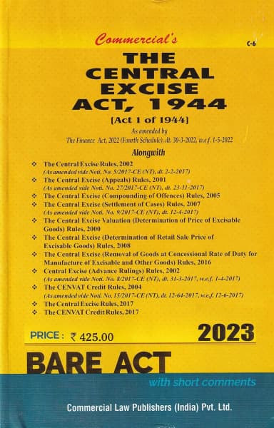 Image of - Central Excise Act, 1944 with Appeal Rules, Cenvat Rules and Allied Rules