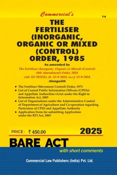 Image of - Fertiliser (Inorganic, Organic or Mixed) (Control) Order, 1985