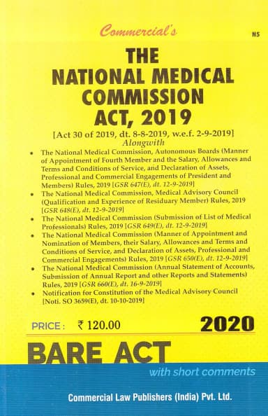 Image of - National Medical Commission Act, 2019 along with Rules, 2019