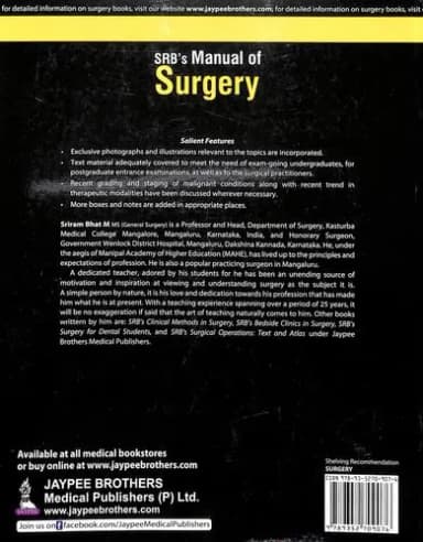 Back Image of - SRB'S MANUAL OF SURGERY | 6th Edition