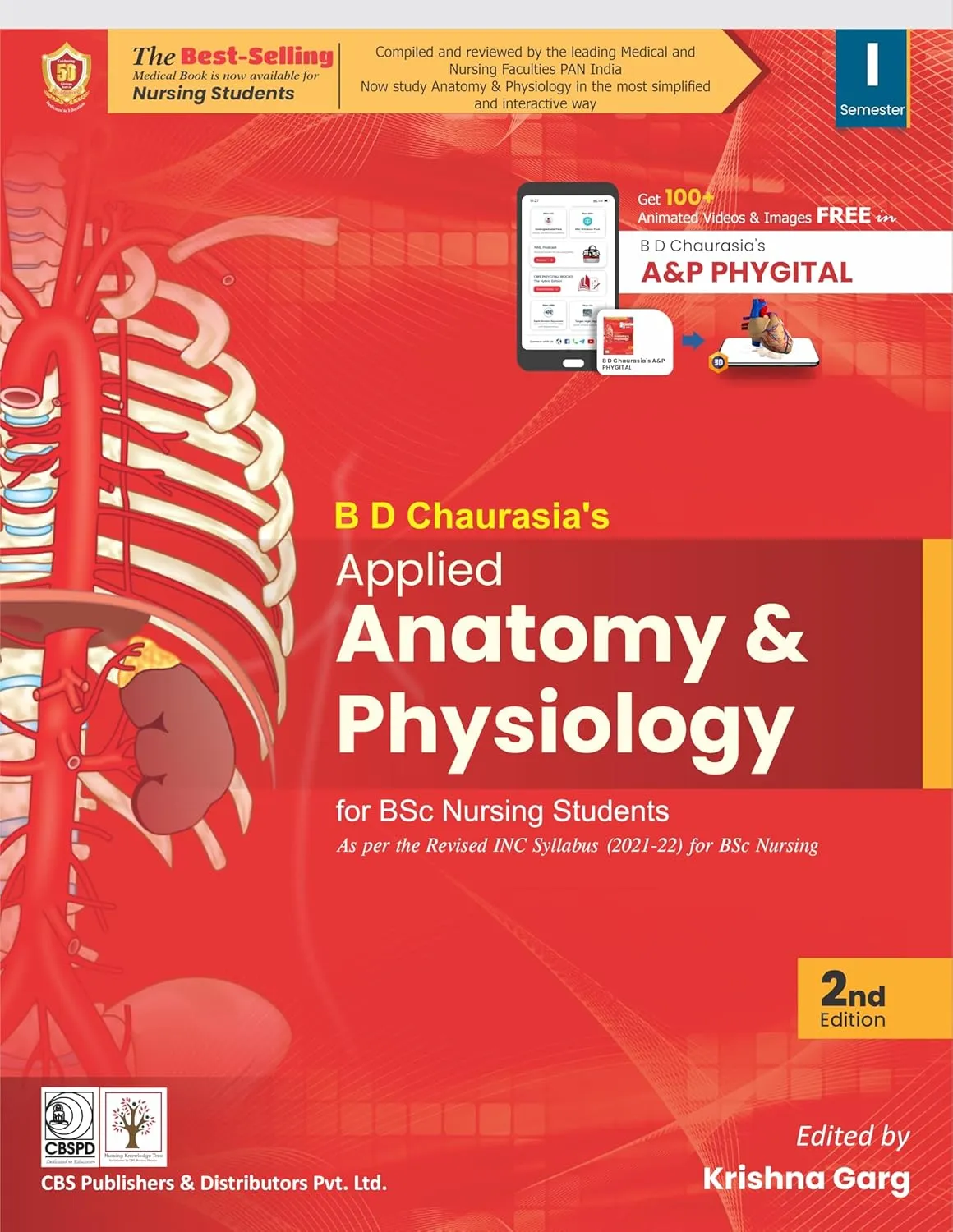 Bd Chaurasia Applied Anatomy And Physiology For Bsc Nursing Students As Per Revised Inc Syllabus 2021-22 (1 Semester) 2nd Editiond | Paperback
