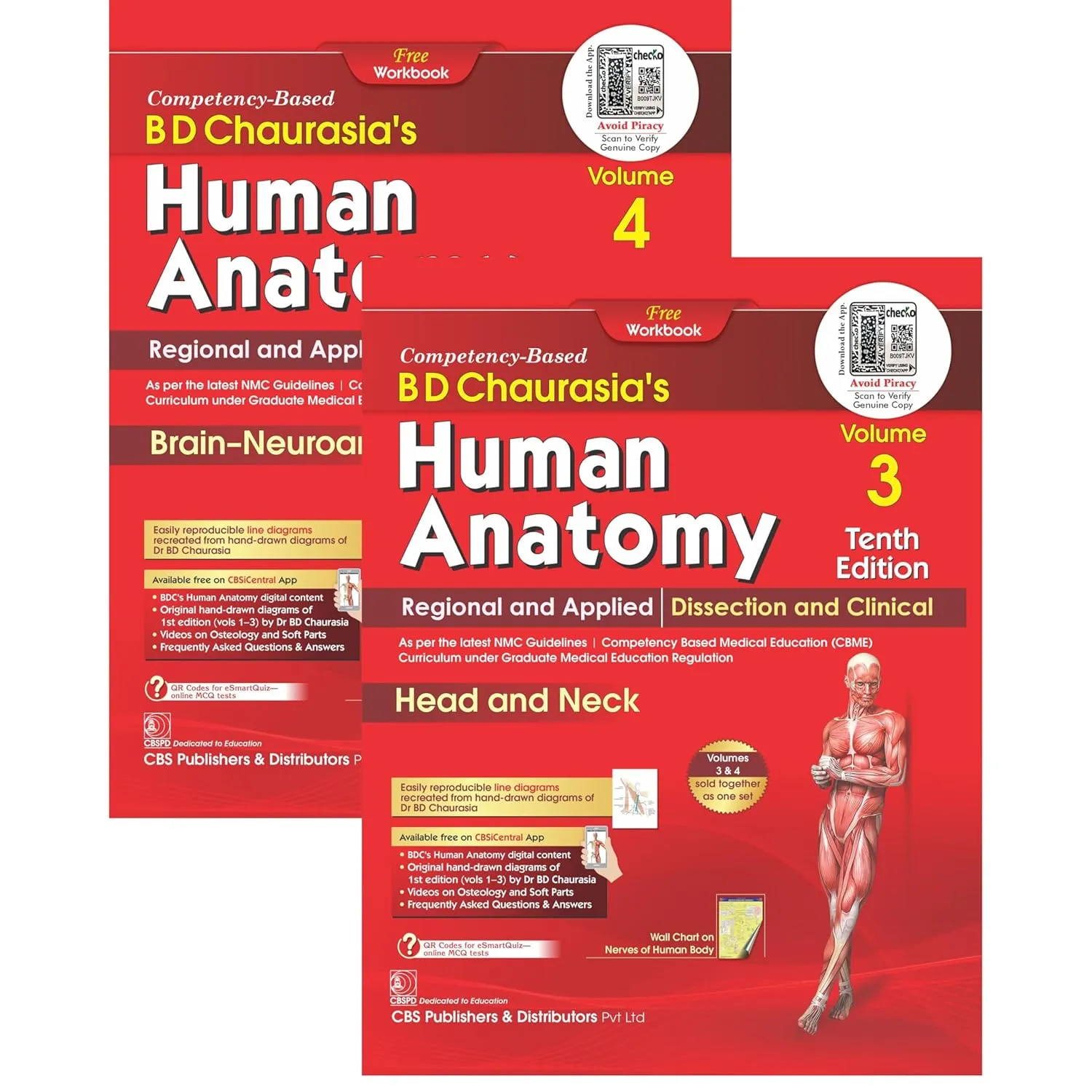 BD Chaurasias Human Anatomy 10th Edition Vol 3 And 4 Regional And Applied Dissection And Clinical Head And Neck Brain Neuroanatomy | PaperbackSet Of 2 Vols Pre-
