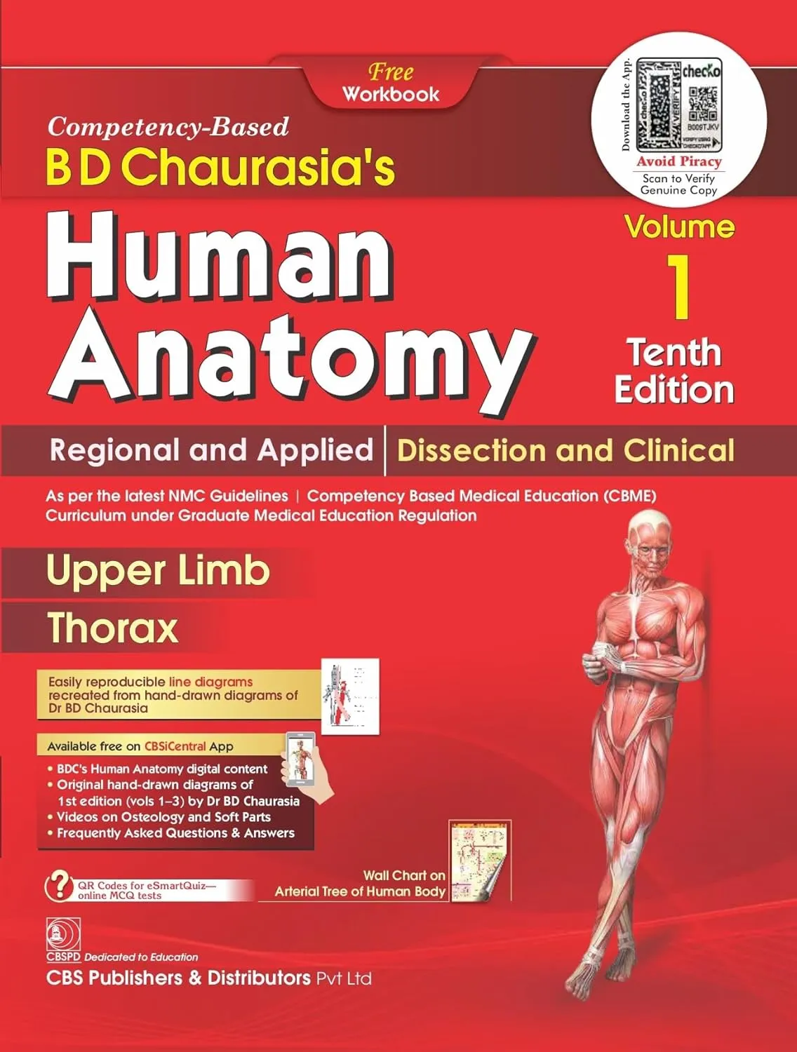 BD Chaurasias Human Anatomy 10th Edition Volume 1 Regional And Applied Dissection And Clinical Upper Limb Thorax With Free Workbook And Ebooks | PaperbackPre-