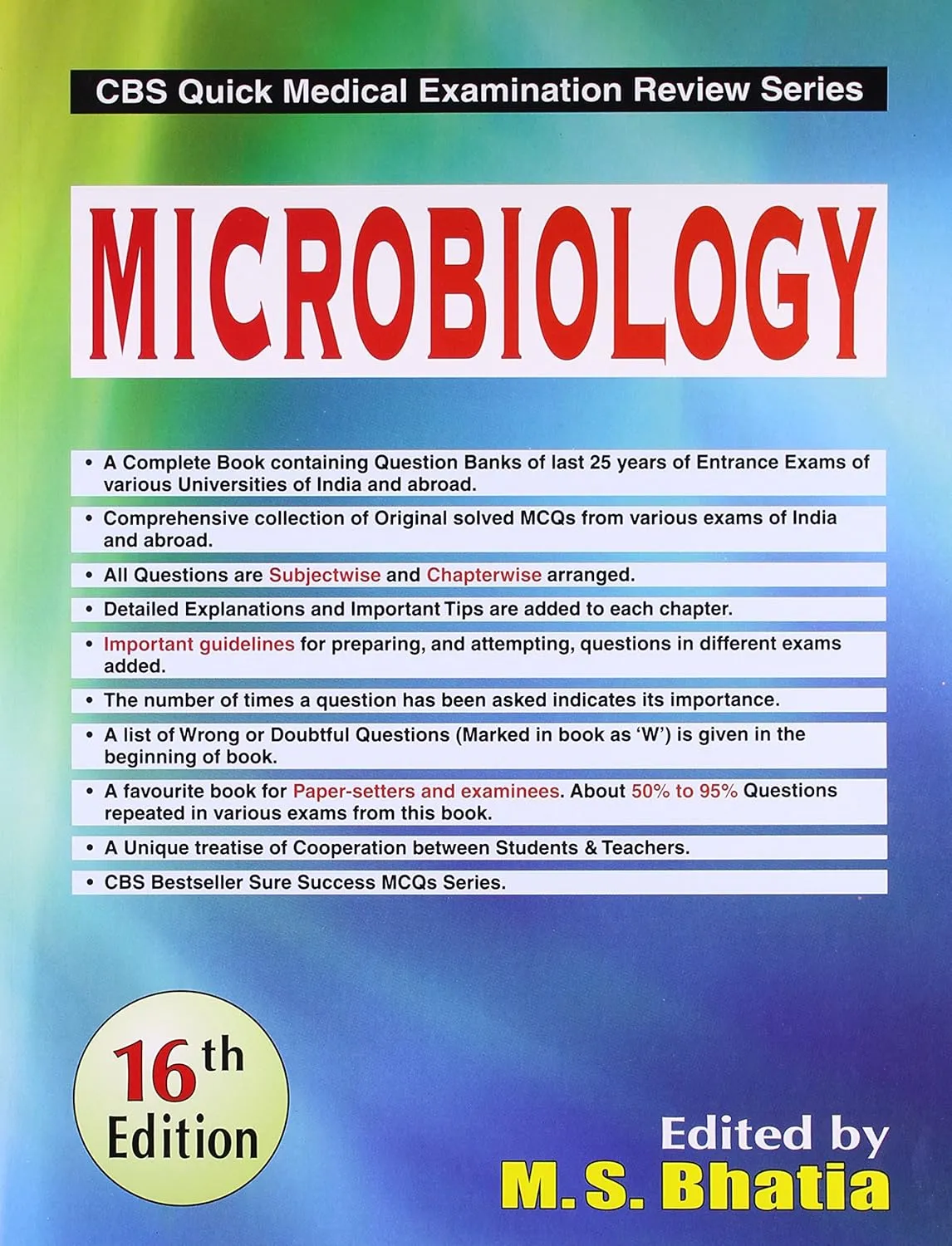 CBS Quick Medical Examination Review Series Microbiology | 16th Edition | Paperback