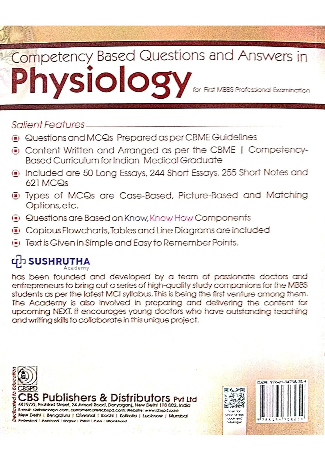 Competency Based Questions and Answers in Physiology for First MBBS Professional Examination | Paperback