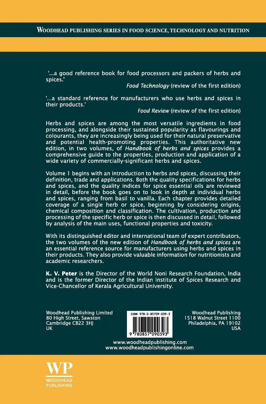 Handbook of Herbs and Spices | 2nd Edition | Volume 1 | Hardcover