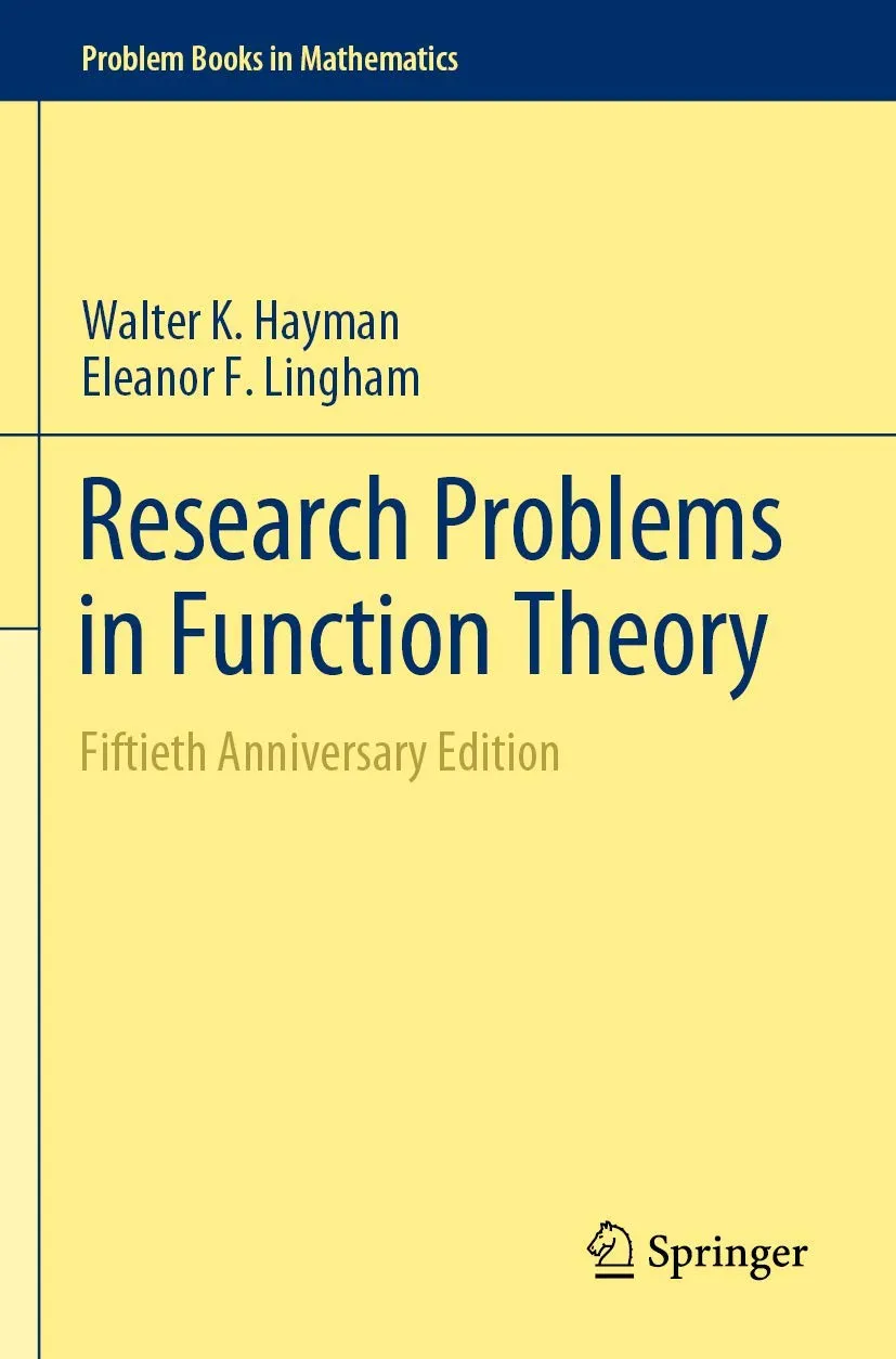Research Problems In Function Theory Fiftieth Anniversary Edition | Paperback
