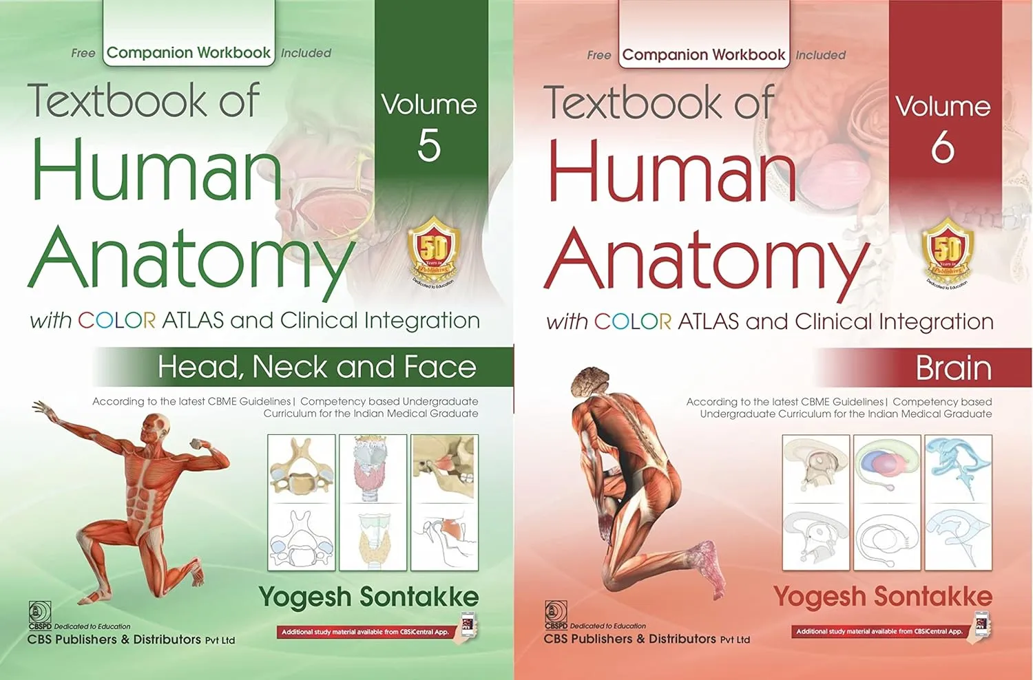 Textbook of Human Anatomy with Color Atlas and Clinical Integration | Volume 5 - Head | Neck and Face And Volume 6 - Brain (With Free Companion Workbook) | Paperback