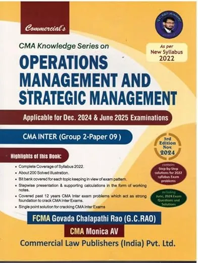 Operations Management and Strategic Management (CMA Inter G-2 Paper 9) 3rd Edition