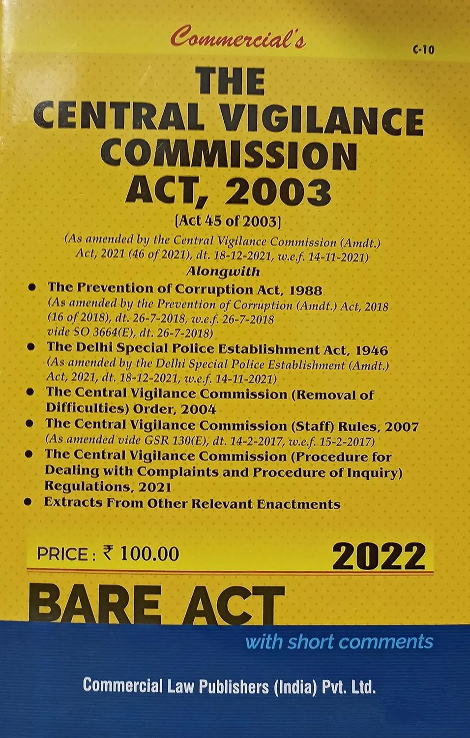 Central Vigilance Commission Act, 2003 alongwith Allied Acts