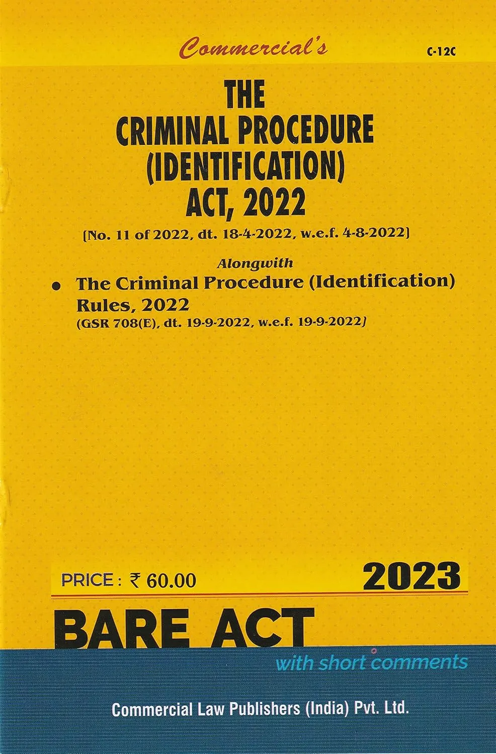 Criminal Procedure Identification Act, 2022 with Rules