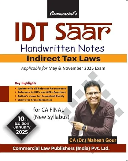 IDT SAAR Handwritten Notes (indirect Tax Laws) 10th Edition