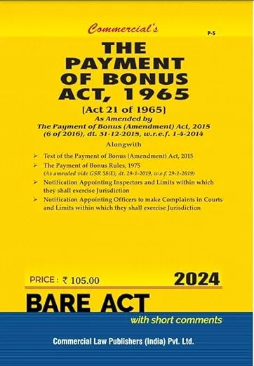 Payment of Bonus Act, 1965 alongwith Rules, 1975
