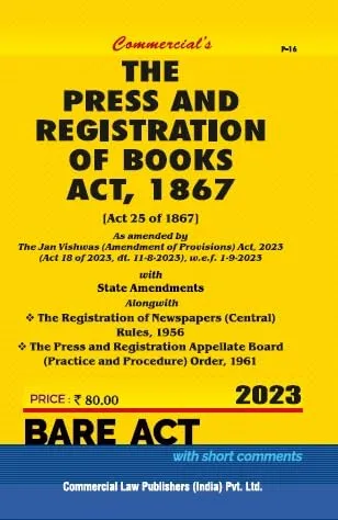 Press and Registration of Books Act, 1867 along with Rules and Order