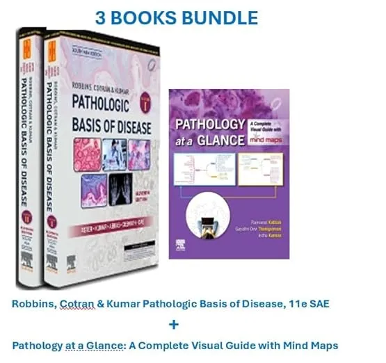 Robbins and Cotran Pathologic Basis of Disease -2 Vol (SAE) -11th Edition + Pathology at a Glance: A Complete Visual Guide with Mind Maps -1st Edition