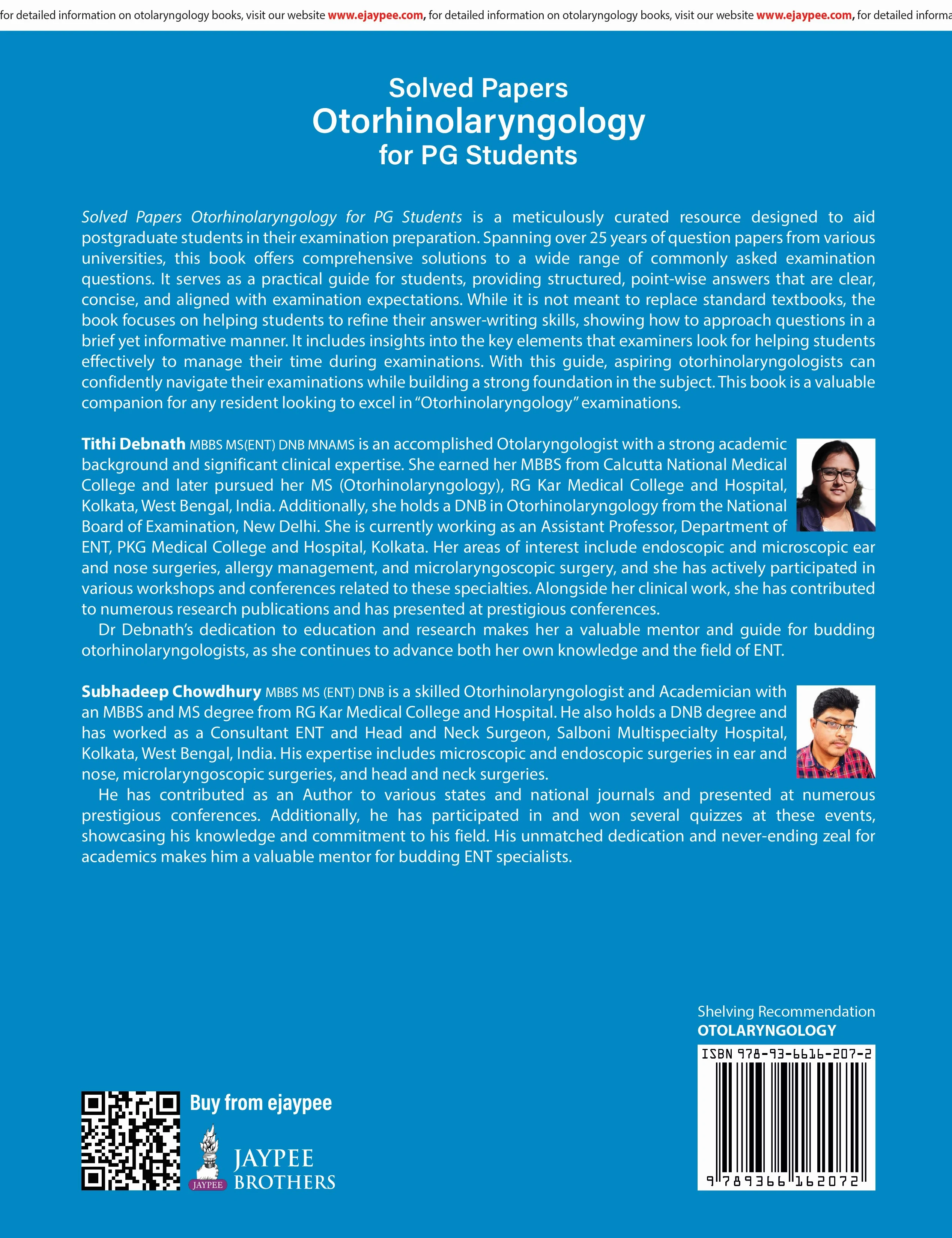 Solved Papers Otorhinolaryngology for PG Students 1st Edition | Paperback