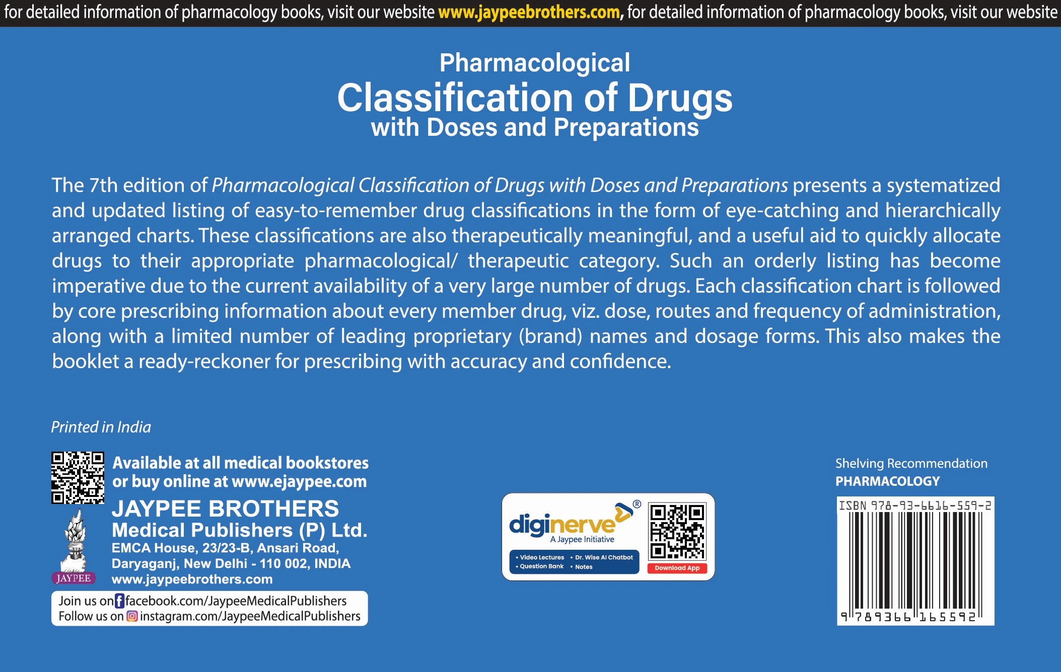 Pharmacological Classification of Drugs with Doses and Preparations | 7th Edition