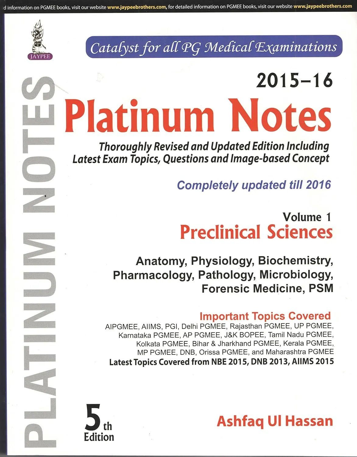 Platinum Notes: Preclinical Sciences (2015–16) (Volume 1) - 5th Edition