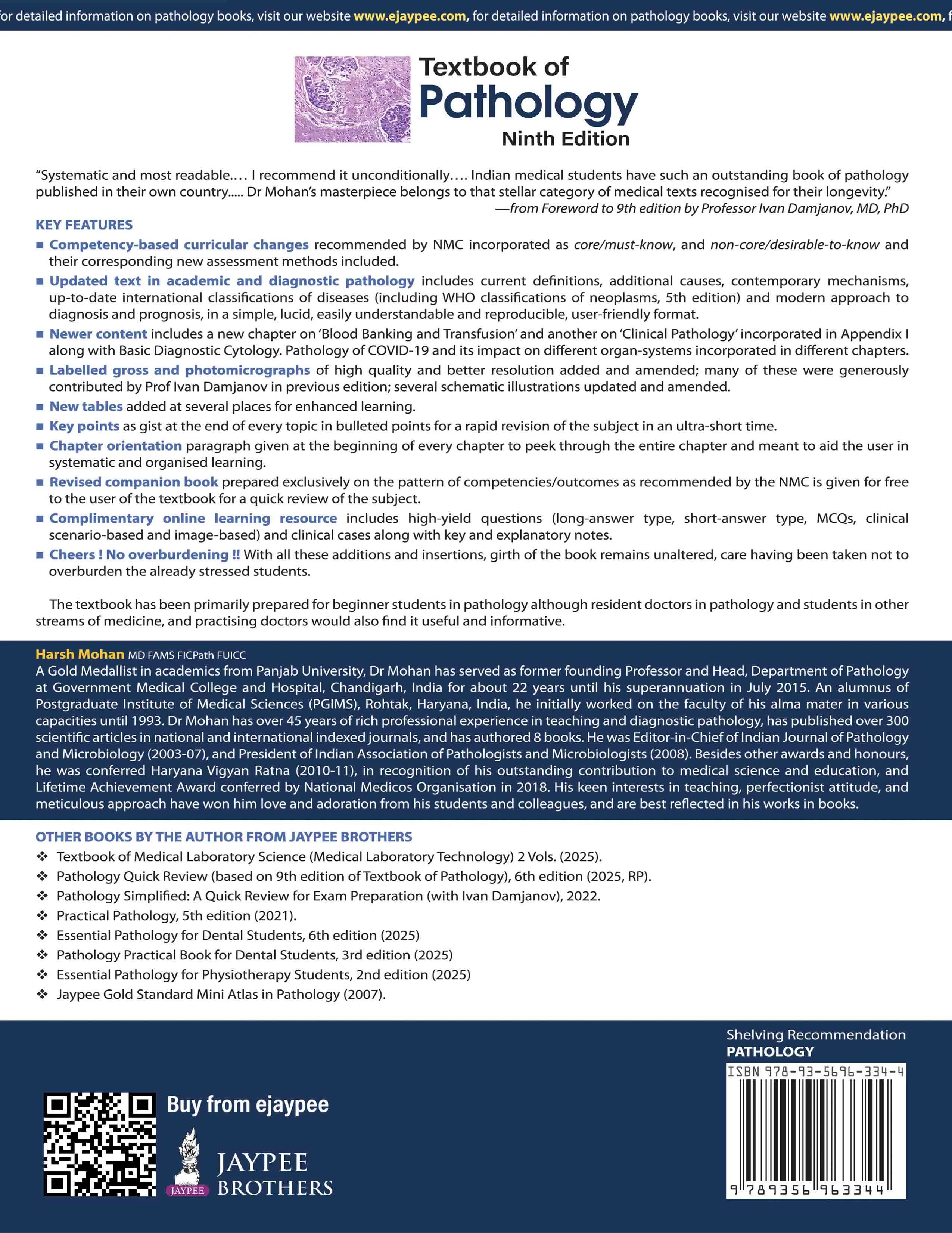 Back Image of - Textbook of Pathology with Free Quick Review Guide for Medical & Allied Health Students